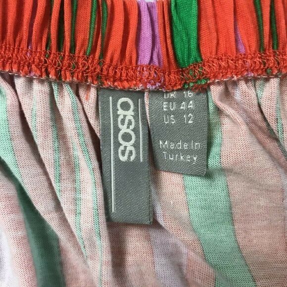 Asos Womens Multicolor Short Sleeve Striped Off Shoulder Blouse Top Size 12 - Picture 4 of 7